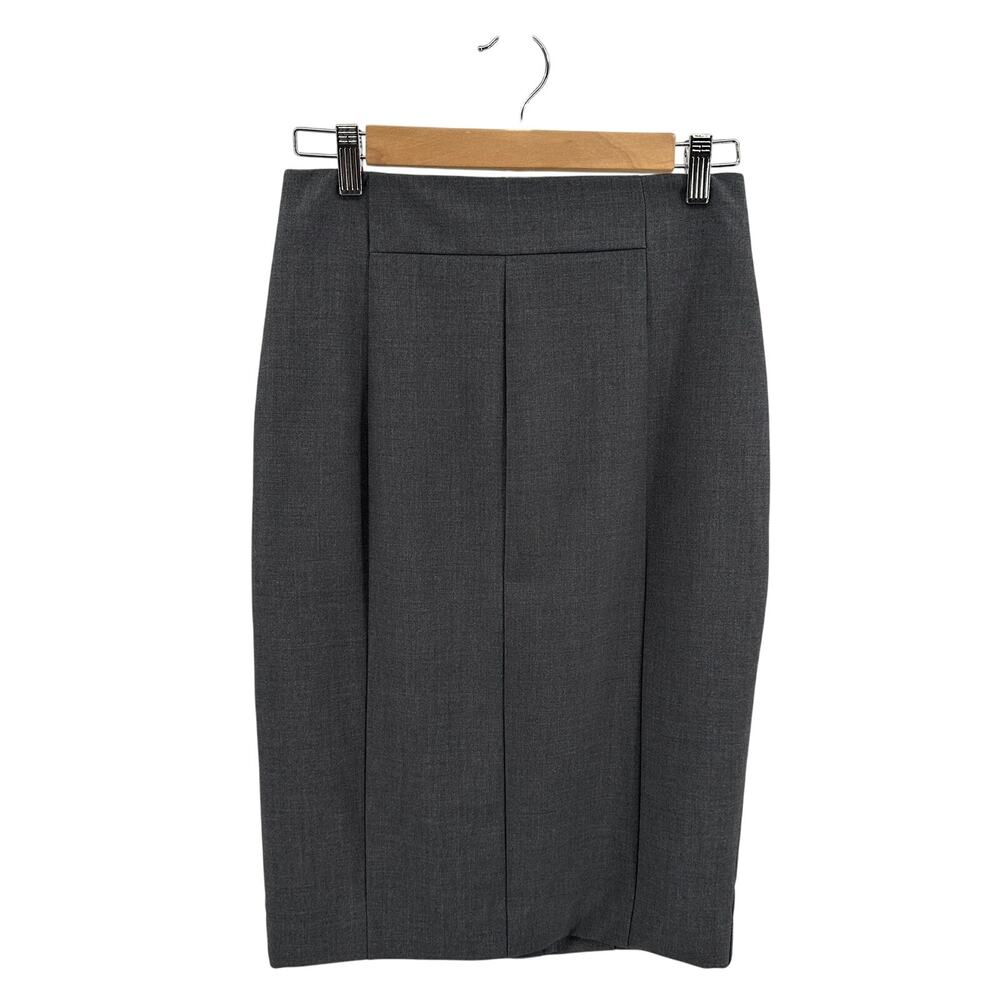 Worthington Pleated Pencil Skirt WMNS 2 Gray Knee Length Dark Academia Formal